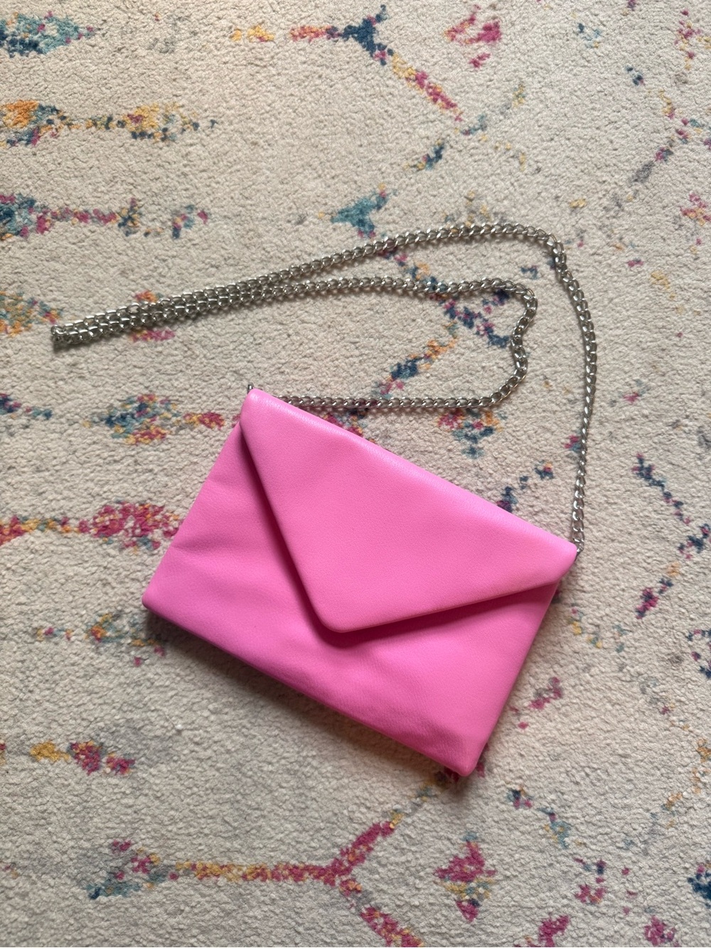 a new day Hot Pink Envelope Crossbody with Silver Chain